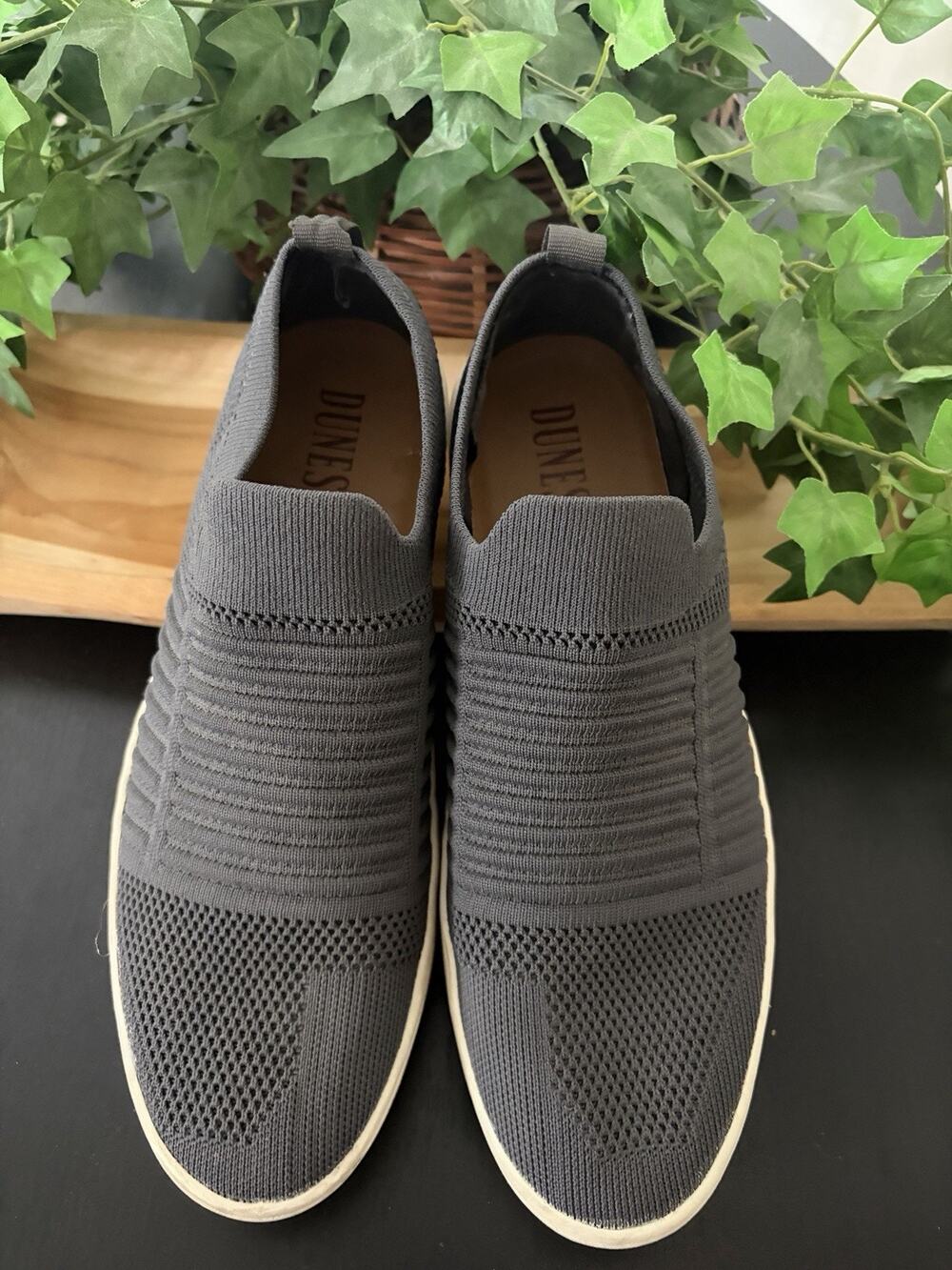 CLOSET CLEANOUT DUNES Memory Foam, Gray Knit Slip-On Shoes, Sz 9 M